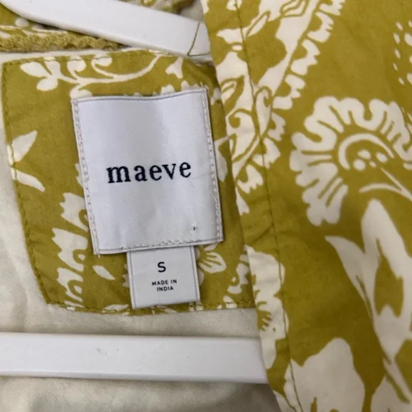 Anthropologie long sleeve v neck cotton dress olive tones green dress yellow - Picture 13 of 16